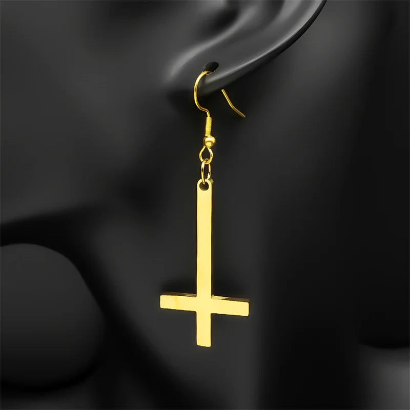 PENDRA Invertedcross Gothic Drop Earrings