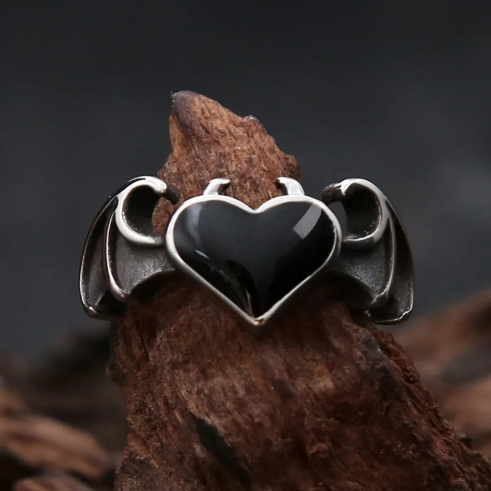 PENDRA AngelDemon Black Heart Wings Pendant