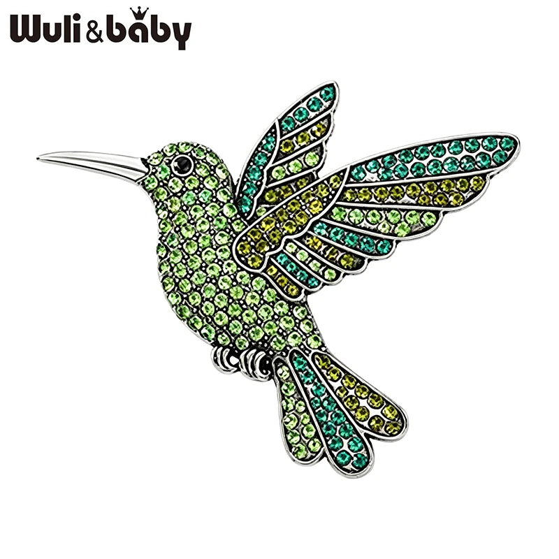 PENDRA Hummingbird Rhinestone Flying Bird Brooch