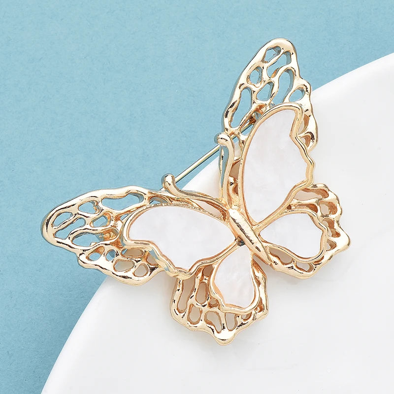 PENDRA Classical White Butterfly Brooch