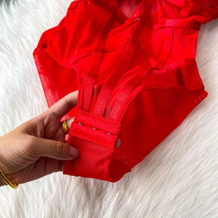 Sexy spicy girl with chest cushion jumpsuit women's summer new see through mesh slimming sexy niche design camisole vest