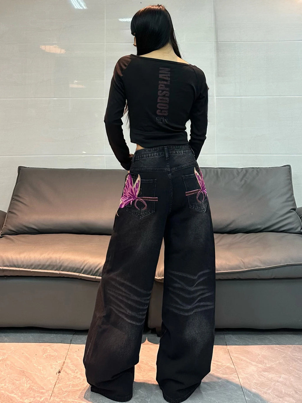 PENDRA American Butterfly Embroidery Jeans