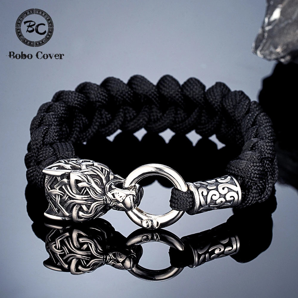 PENDRA Wolf Rune Steel Bracelet