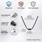 Free Custom Necklace for Men Boys,Personalized Names Words Stainless Steel Square Box Chain Collar Gift