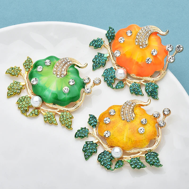 PENDRA Pumpkelle Lovely Enamel Pumpkin Brooch