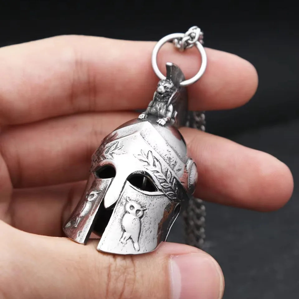 PENDRA Spartanhelm 3D Stainless Steel Spartan Helmet Pendant
