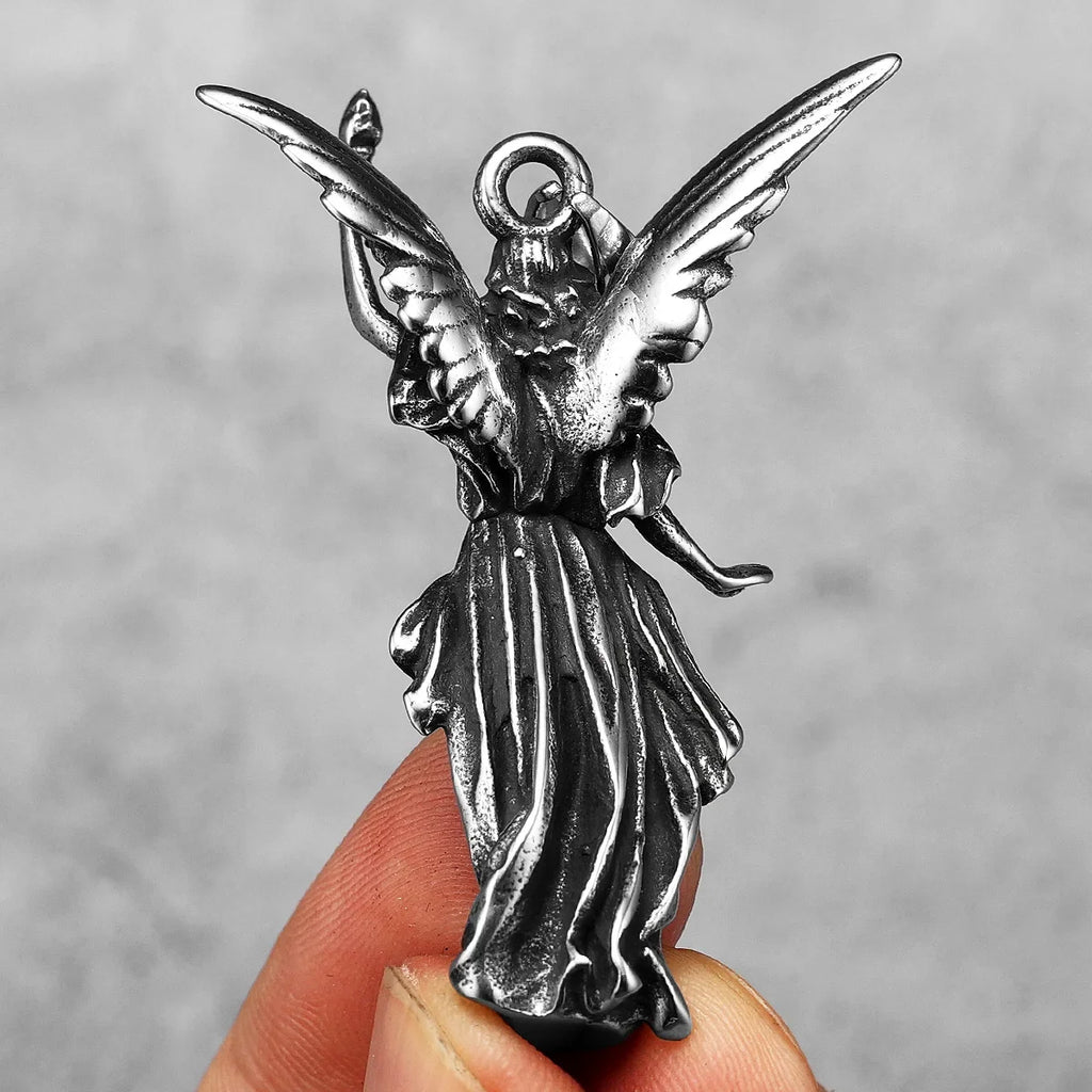 PENDRA Angel Statue Liberty Steel Necklace