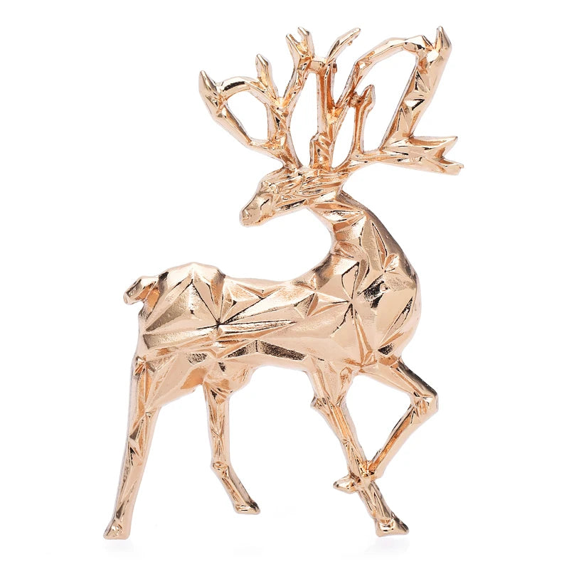 Wuli&baby Metal Deer Brooches For Women Unisex 2-color Christmas Animal Casual Office Brooch Pin Gifts