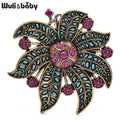 PENDRA Lilycrest Vintage Metal Rhinestone Flower Brooch