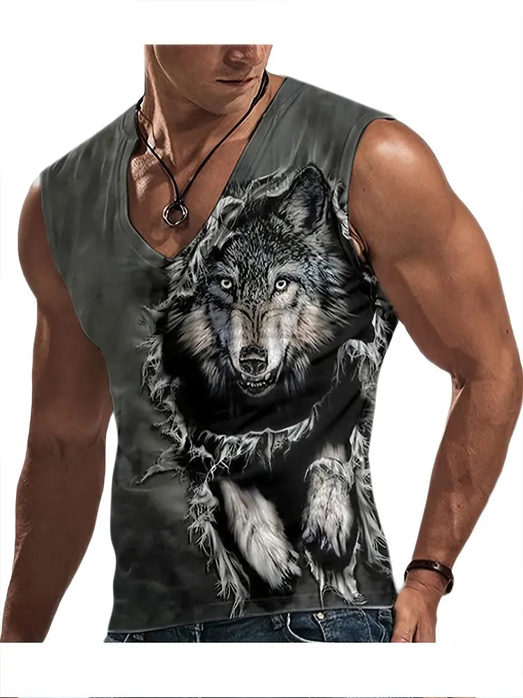 Summer Everyday Street Men's Fashion Tank Top Outdoor Casual Men's Sleeveless T-shirt 3D Skull Print Men's V-neck Tank Top