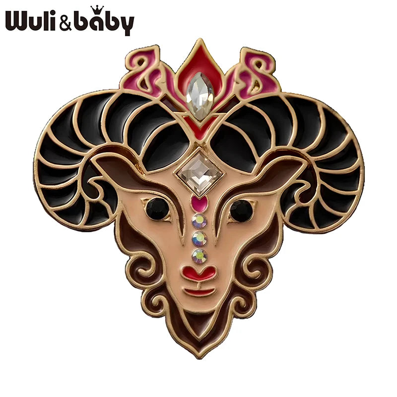 Wuli&baby Vintage Enamel Goat Brooches For Women Unisex Art Deco Style Sheep Animal Party Casual Brooch Pin Gifts