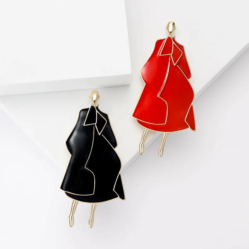 Wuli&baby Charming Beauty Lady Brooches For Women 2-color Enamel Modern Figure Party Office Brooch Pins Gifts