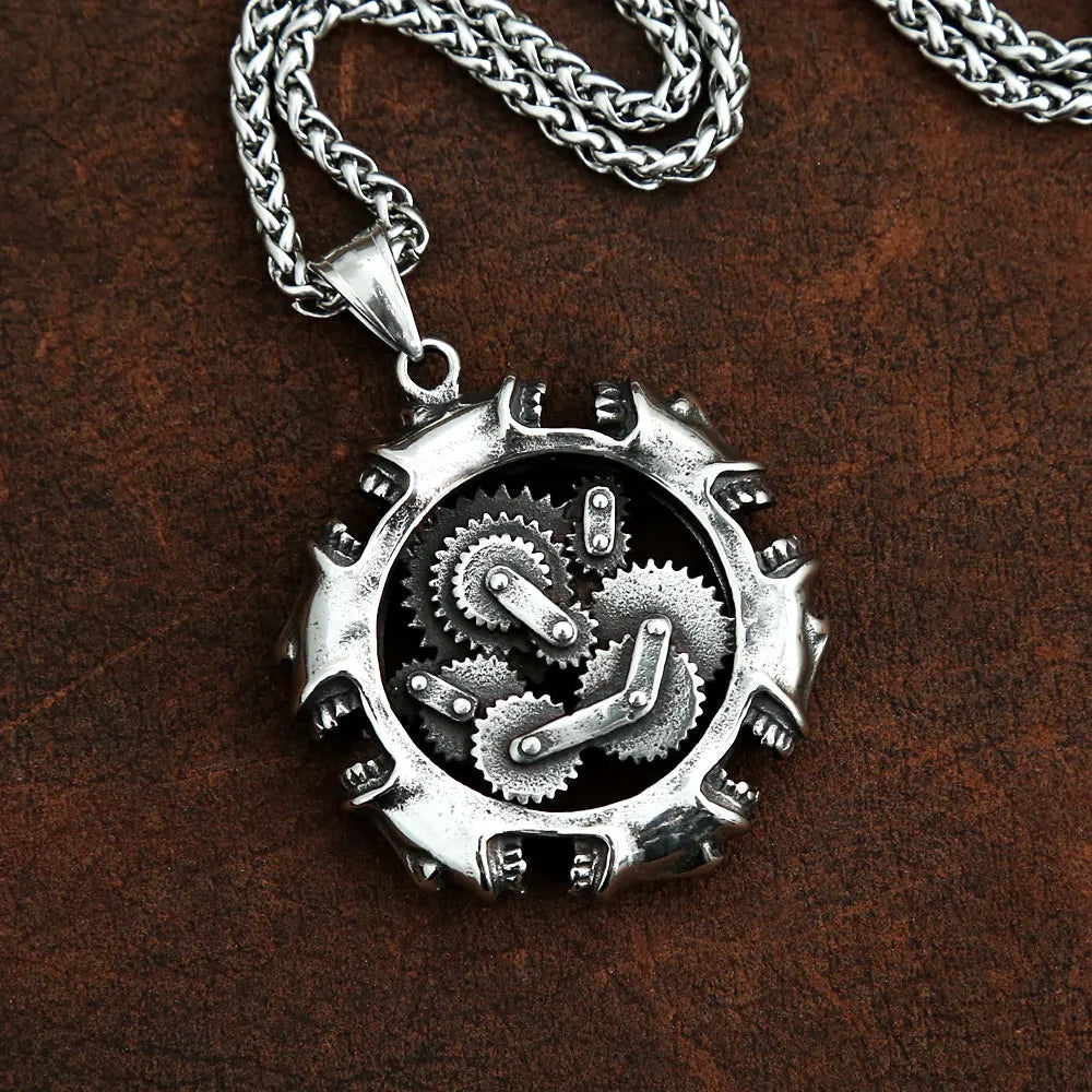 PENDRA Skullgear Steampunk Mechanical Skull Pendant