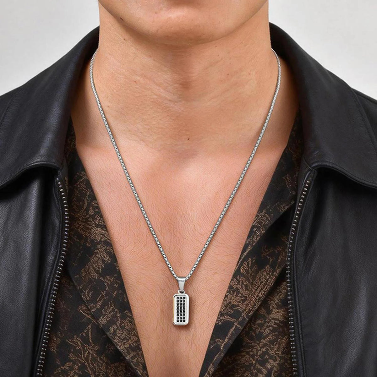 Stylish Men's Geometric Pendant Necklace for Men,314L Stainless Steel Square Pendant Necklace,Birthday Party Gift for Him Dad