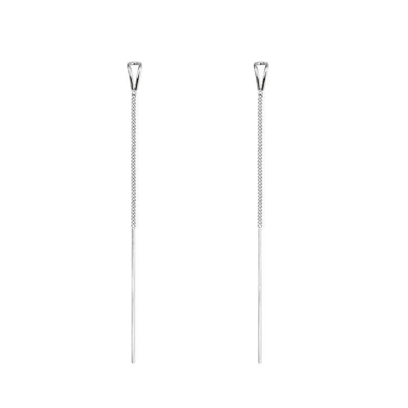 PENDRA Silver Tassel Chain Earrings