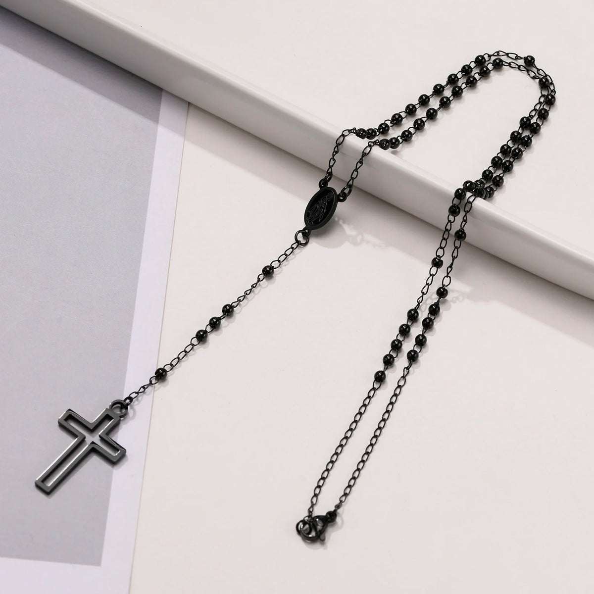 PENDRA Cross Mary Rosary Necklace