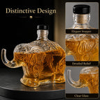 PENDRA Elephant Ornate Glass Whiskey Decanter