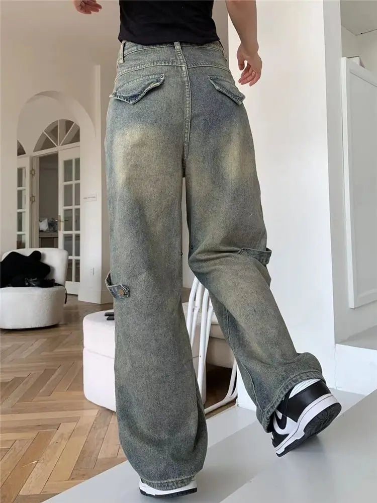 PENDRA Wide Leg Waist Washed Pants