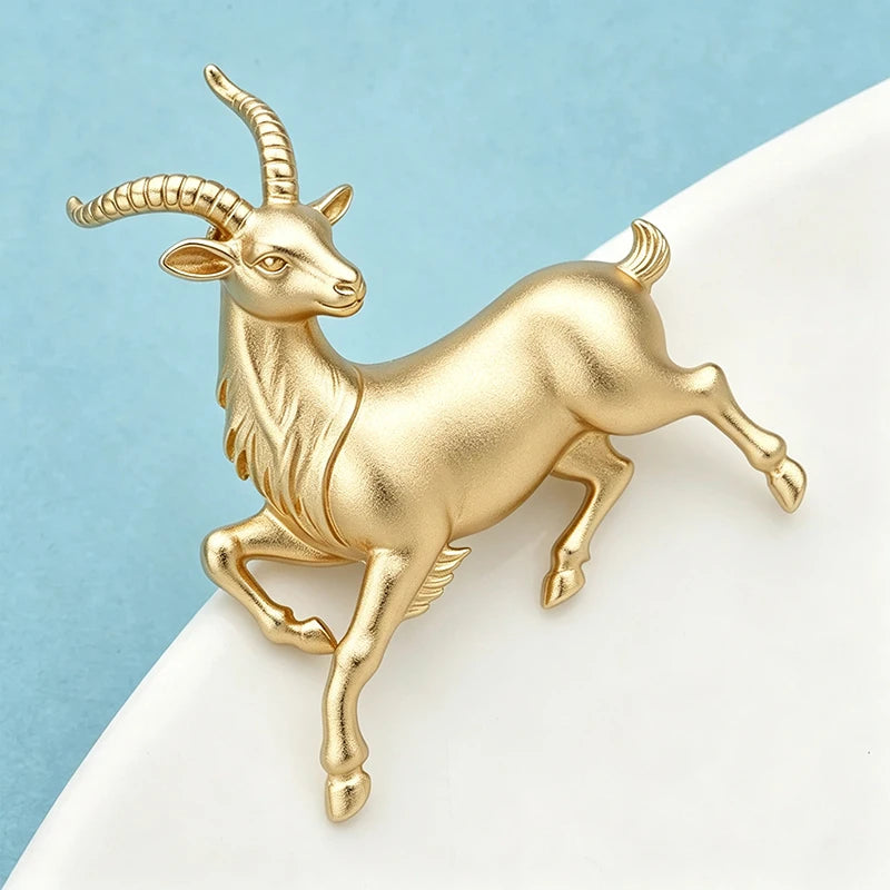 PENDRA Matte-gold Antelope Brooch