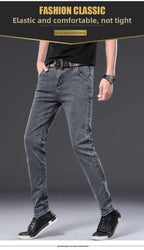 Denim Winter Velvet Thickened Slim-fitting Small Feet Elastic Casual Warm Men's Pants Cotton Trousers Jeans for Men Streetwear