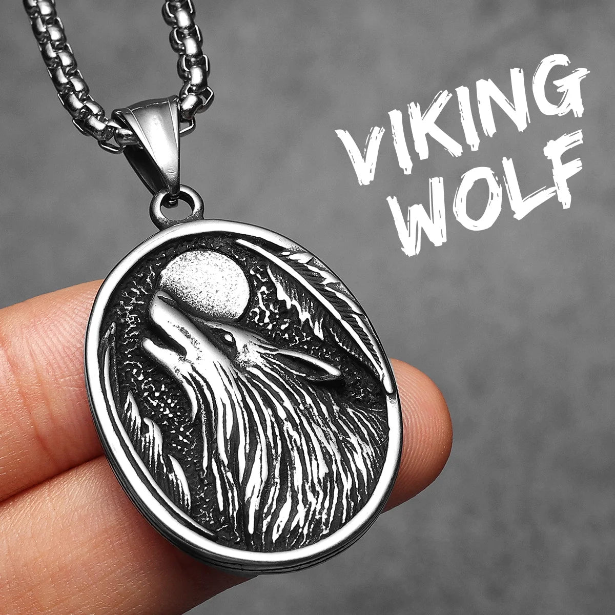 Full Moon Wolf Compass Men Necklaces Stainless Steel Pendant Chain Women Punk Fashion Jewelry New In Accessories Gifts Wholesale