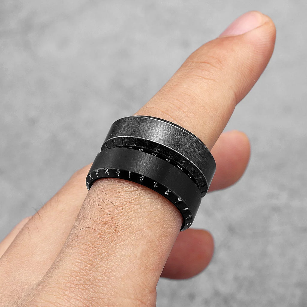 PENDRA Vikings Runes Boyfriend Steel Ring