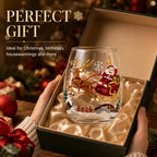 Hand Painted Christmas Whiskey Glass Santa Reindeer Snowman Tree Decorative Drinking Cup Holiday Party Barware