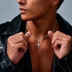 Simple Trendy Star Necklace for Men Boys,Silver Color Stainless Steel 4-Point Star Pendant,Hip Hop Minimalist Jewelry Gift