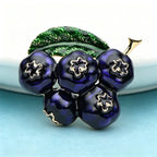 PENDRA Berryblue Purple Enamel Blueberry Brooch