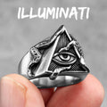 Freemason Illuminati Triangle Masonic Stainless Steel Mens Rings Punk for Male Boyfriend Biker Jewelry Creativity Gift Wholesale