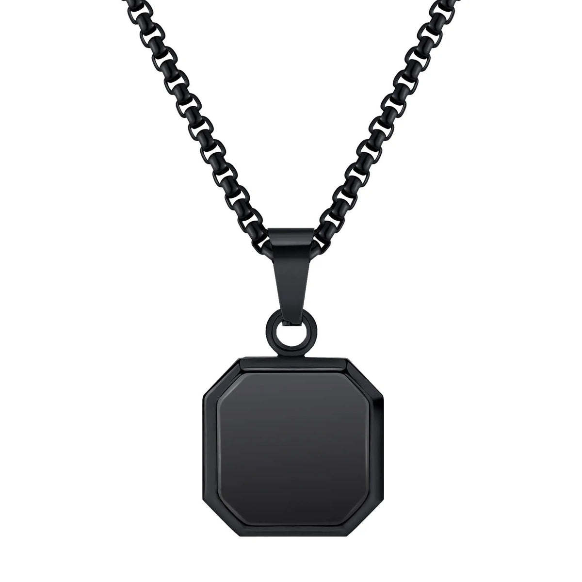Mens Square Natural Stone Necklaces,Waterproof Stainless Steel Geometric Pendant Collar,Stylish Hip Hop Cool  Jewelry Gites