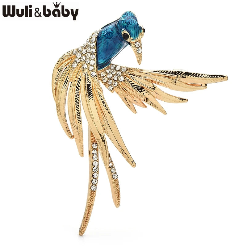 Wuli&baby Big Wings Swallow Brooches For Women Unisex 2-color Enamel Beautiful Birds Animal Party Causal Brooch Pins Gifts