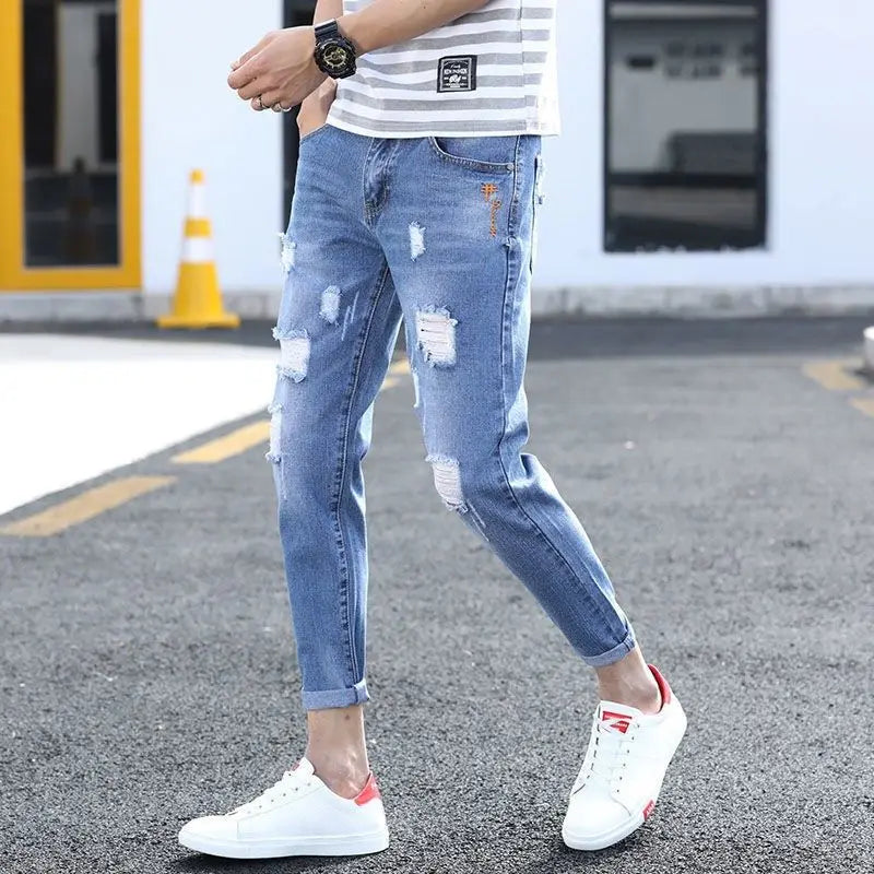 PENDRA Korean Solid Slim Jeans