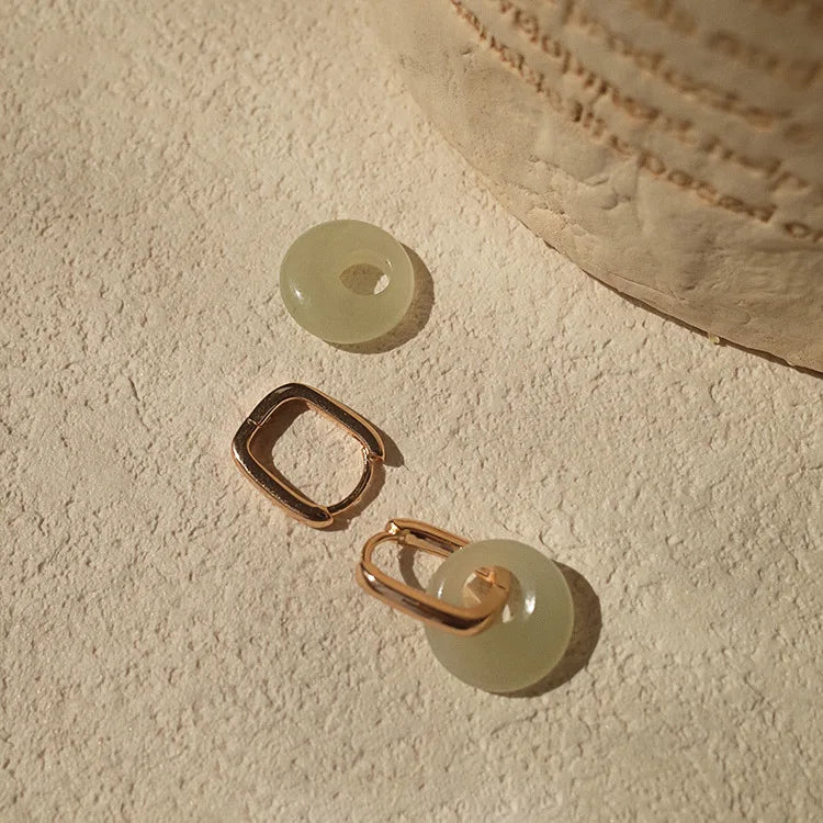 PENDRA Jade Geometry Hoop Earrings