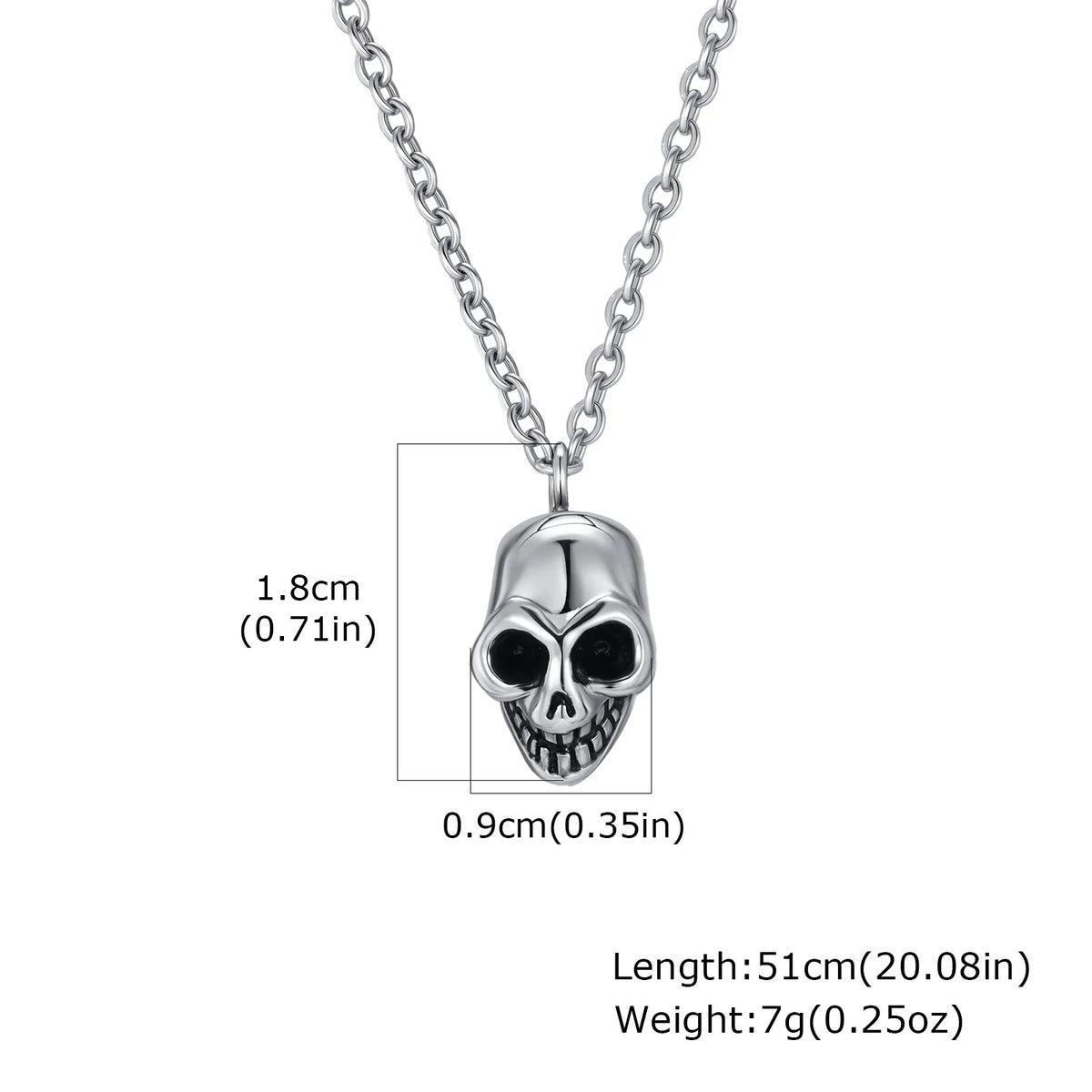 Retro Punk Stainless Steel Skull Necklace for Men,Rock Small Personality Pendant Necklace,Halloween Jewelry