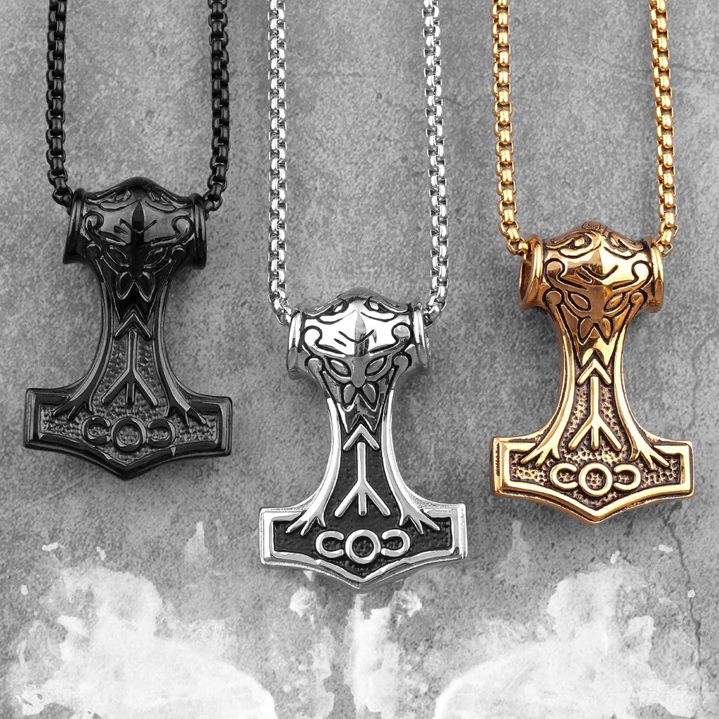 PENDRA Thor's Hammer Boyfriend Steel Necklace