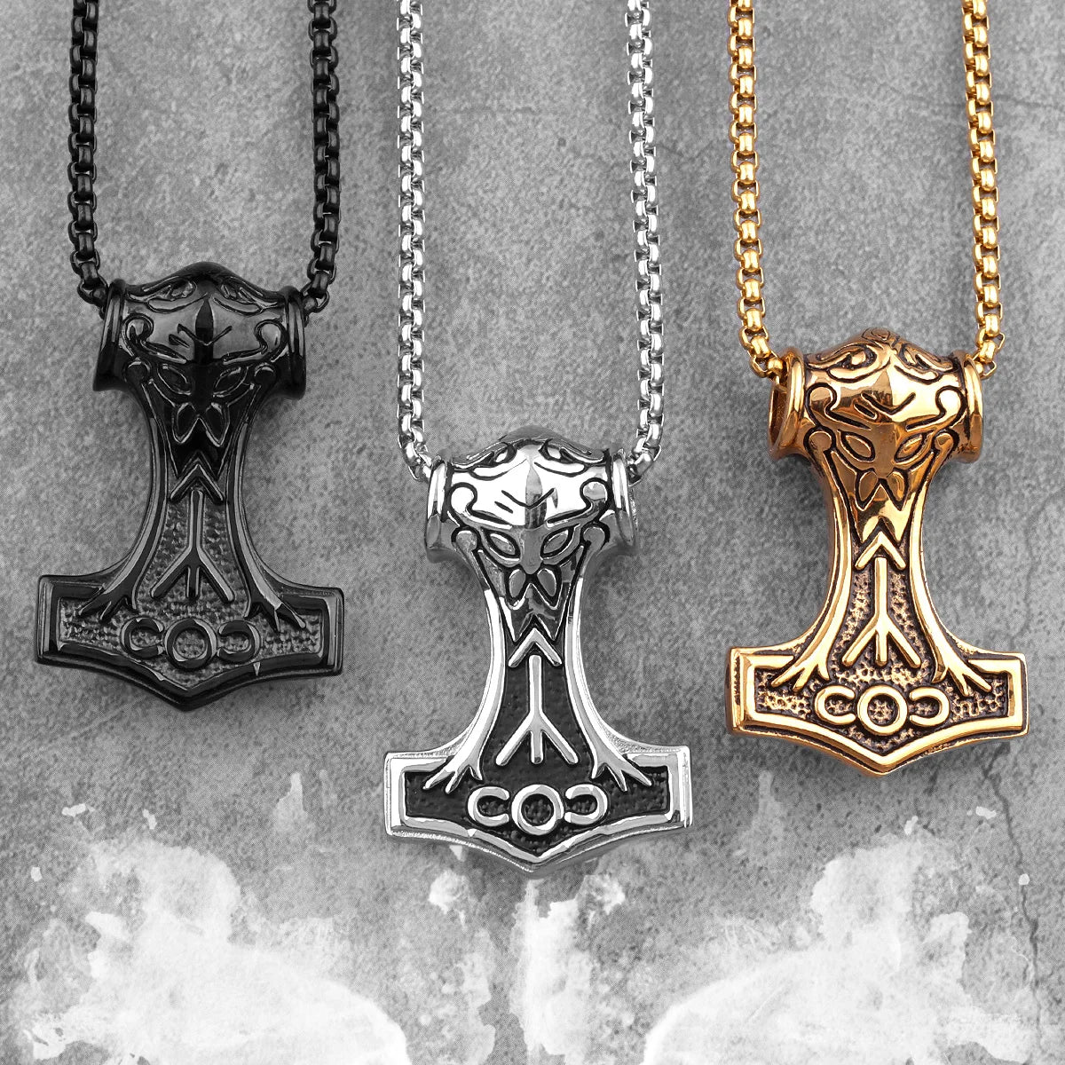 PENDRA Thor's Hammer Boyfriend Steel Necklace