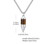 Stylish Bullet Necklaces for Men,Stainless Steel Natural Stone Pendant Necklace,Healing Jewelry Gift for Father Husband Son