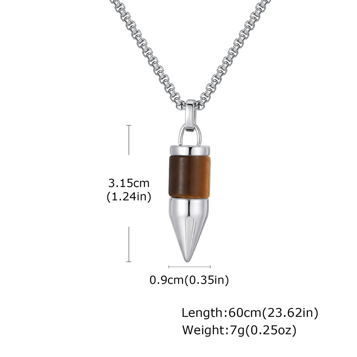 Stylish Bullet Necklaces for Men,Stainless Steel Natural Stone Pendant Necklace,Healing Jewelry Gift for Father Husband Son