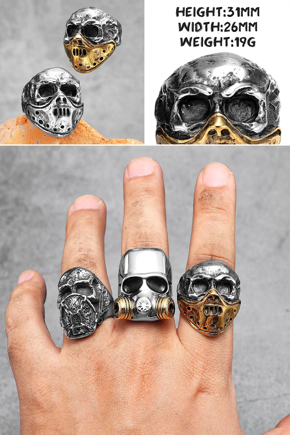 PENDRA Punk Gothic Skull Ring