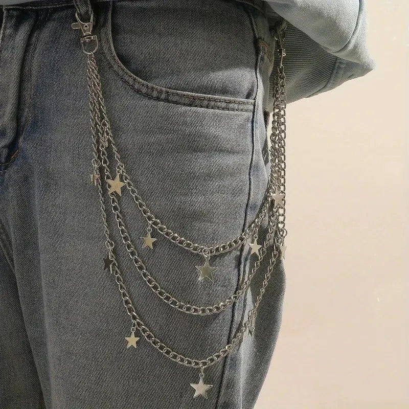 PENDRA Crossstar Layered Waist Chain Keychain
