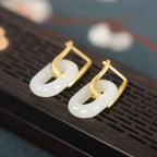 PENDRA Gold Jade Hetian Color Earrings