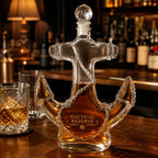 Creative Anchor Shape Glass Spirits Decanter 350ml Whiskey Storage Bottle with Gold Nautical Sticker for Bar Decor Gift