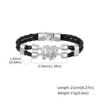Vintage Elephant Black Leather Bracelet for Men,Trendy Elephant Charms Wristband Gift,An Elephant Never Forgets