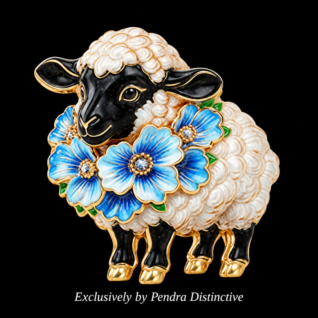 PENDRA Meadow 6-Color Floral Sheep Animal Brooch
