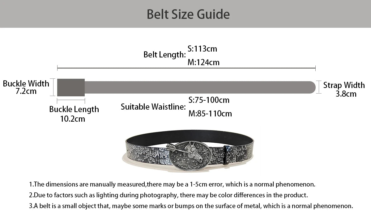 Retro Western Cowboy Style Casual Belt with Antiqued Alloy Horse Buckle, a Versatile Accessory for Daily Commute and Dating