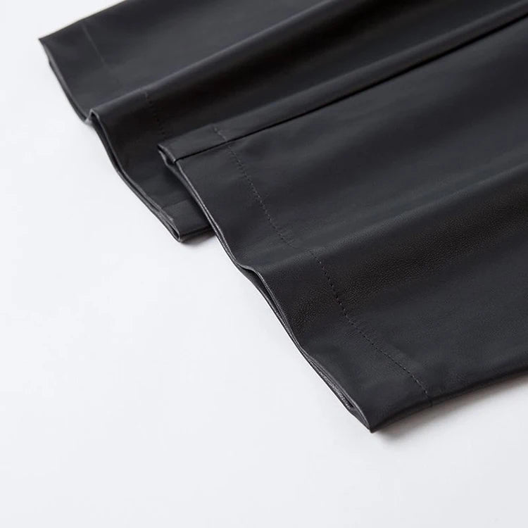 PENDRA High-Waist Drawstring Leather Pants