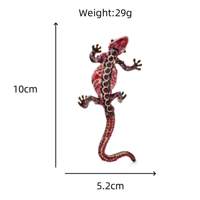 Wuli&baby Big Enamel Gecko Brooch Pins 4-color Vintage Palace Style Lizard Animal Party Brooches Fashion Jewelry Gifts
