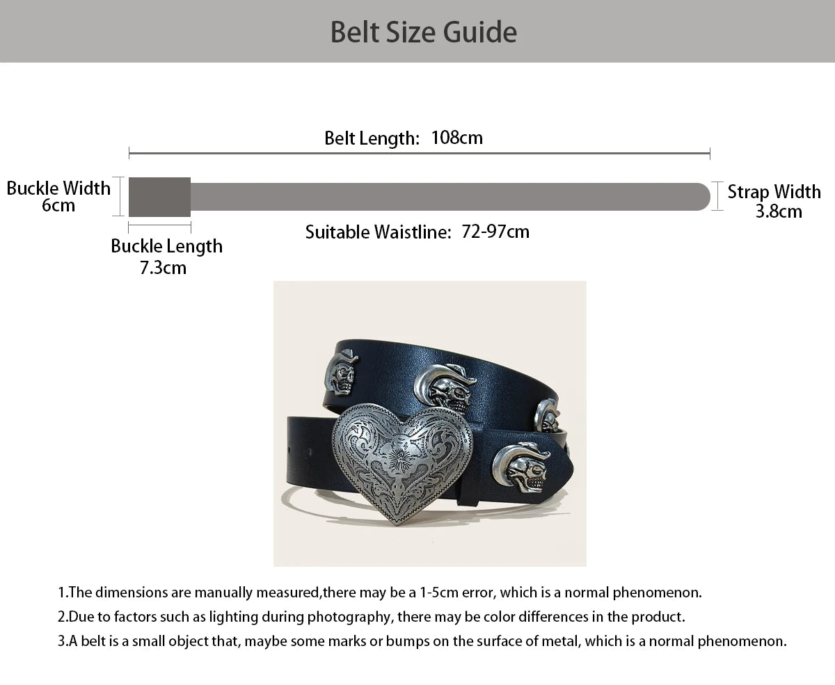 Men and Women's Belt Skull Cross Rivet Wide Belt Personalized Buckle Street Trend Punk HipHop Style Y2K Belt Jeans Belt Gothic