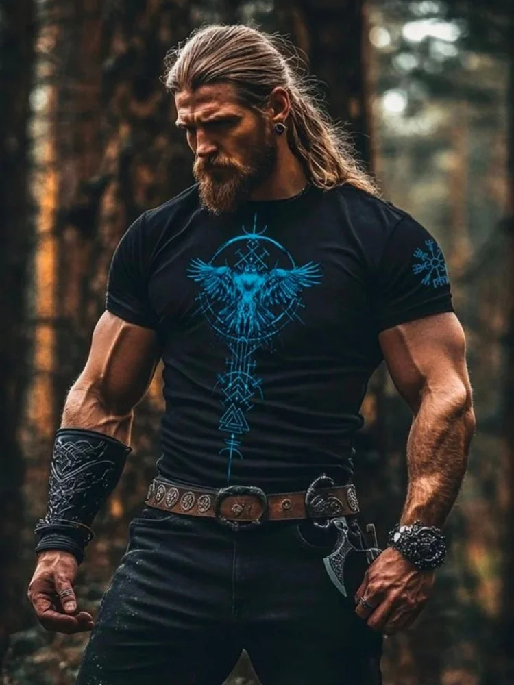 PENDRA Nordic Rune Printed Short-Sleeve T-Shirt